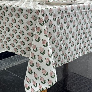 Indian Block Print Floral Design Cotton Tablecloth Machine Washable Wedding Party Decorative Home <b>Table</b> <b>cover</b> - Product Image 3