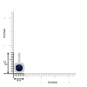 14k Gold Igi Certified Claw Sett <b>Cushion</b> Cut Blue Sapphire Pendant With Diamond Halo Set Wholesale Bulk Supplier Of Fine Jewelry - Product Image 3
