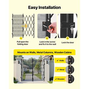 Cancello di Sicurezza Pieghevole Doppio con Design a Forbice Bloccabile, Ruote Girevoli a 360 Gradi, Barriera Esterna Retrattile in Acciaio - Product Image 5
