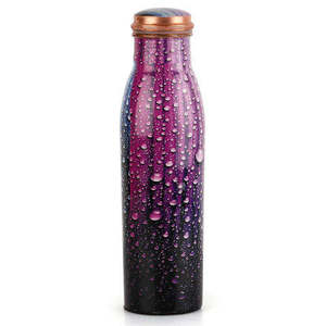 Pure Copper Metal Modern <b>Water</b> <b>Bottle</b> Purple Gradient Design Copper Lid Portable Travel Drinkware - Product Image 1