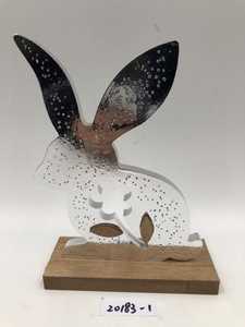 Silver Rabbit Sculpture Modern Animal <b>Decor</b> <b>Cheap</b> Price Tabletop Home Decoration Easter Spring Theme Wooden Base Hot Selling - Product Image 6