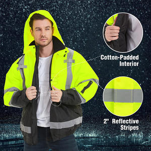 Chaqueta de Trabajo Impermeable, Chaqueta de Invierno para Trabajar/Chaquetas de Trabajo de Algodón de Alta Visibilidad Económicas con Cinta Reflectante - Product Image 4