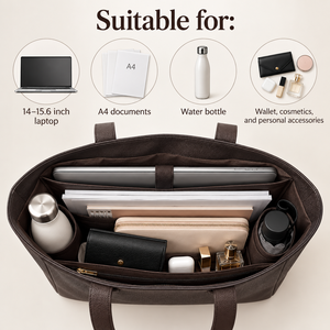 Bolso Tote Mini Impermeable de PU Marrón Oscuro de Beena con Cierre de Cremallera, Asas Dobles, Diseño Estructurado y Patrón Sólido para Viajes a la Playa - Product Image 3