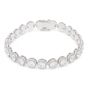 Bracelet tennis en moissanite, or de luxe, coupe ronde, bracelet scintillant avec halo, bijoux pour femmes, élégant, cadeau de mariage - Product Image 4