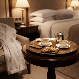 Elegante Bandeja Decorativa de Metal con Acabado Dorado |   Bandeja de Servicio de Lujo Texturizada para Mesa de Comedor, Hora del Té, Servicio de Café y Decoración del Hogar - Product Image 3