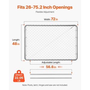 Portillon de clôture de jardin en treillis réglable 72 x 48 po, largeur 2,2 pi, hauteur 6 pi, installation facile - Product Image 4