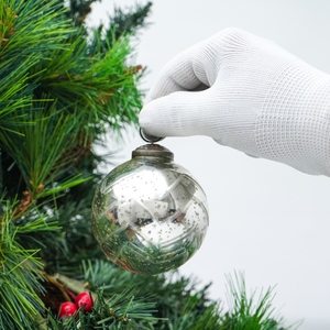 Boules de Noël et décorations de sapin rondes en verre argenté vintage, style antique, pour la vente en gros - Product Image 2