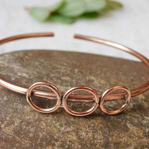 Hammered Copper Alloy Cuff Bracelet Vintage Style Unisex Jewelry Antique Finish <b>men</b> women hand wear healing therapy - Product Image 3