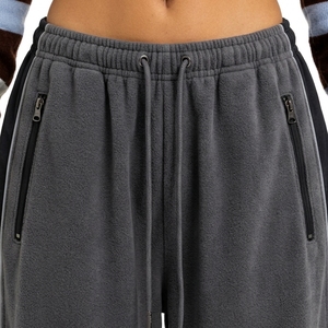 Women's Lightweight 100% Cotton Mid Waist Wide Leg <b>Trousers</b> Elastic Drawstring Casual Loose Fit Sweatpants <b>Zip</b> Pockets <b>Side</b> - Product Image 4