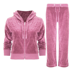 Survêtement en velours pour femme avec logo personnalisé, ensemble de jogging en velours, tenue de sport en velours - Product Image 6