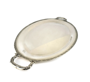 Hot Sale Decorative <b>Silver</b> Oval Tray With Handle Tea <b>Coffee</b> Snacks Serving Trays Home Decoration <b>Table</b> Accessories - Product Image 3