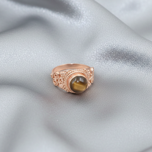 Brown Tiger Eye Gemstone 925 Sterling Silver <b>Ring</b> Handmade Vintage Boho Mens Womens <b>Statement</b> <b>Ring</b> Yellow Gold Plated Jewelry - Product Image 2