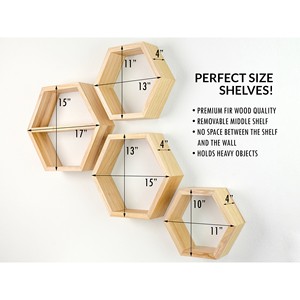 Stylish Hexagon Wall Shelf - Natural Wood Wholesale | Aqdus Saleem - Product Image 3