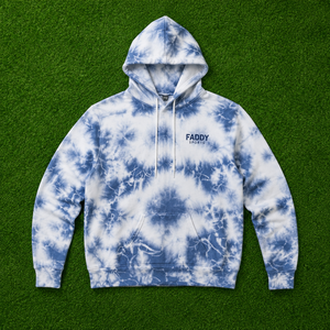 Sweat à capuche unisexe personnalisé en coton épais bleu et blanc tie-dye, effet délavé, style streetwear, en molleton, vente en gros - Product Image 2