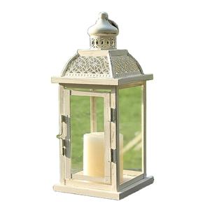 Linterna blanca para boda e Iglesia Vela decorativa Linterna Vintage Recubierto de blanco Acabado Metal Vidrio Linterna Diseño hecho a mano - Product Image 1