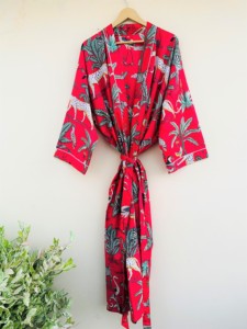 Kimono largo de algodón con bordado Suzani para mujer, estilo bohemio, bata envolvente, abrigo para casa, moda étnica, estampado animal vintage, talla grande, maxi, verano - Product Image 1