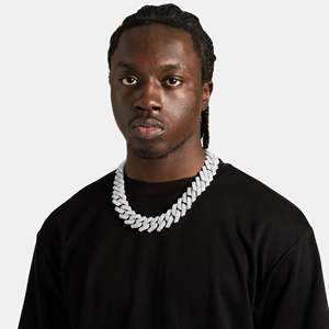 Men's 925 Silver Rhodium 14k Gold Plated <b>Statement</b> <b>Necklace</b> Cuban Chain Hiphop Style Everyday Wear Anniversary Gift - Product Image 2