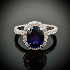 Bague en argent sterling saphir bleu étoilé pour fiançailles, promesse, mariage, anniversaire, cadeau pierre de naissance de septembre - Product Image 1