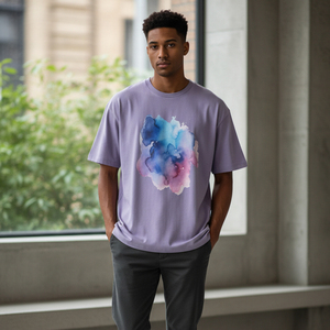T-shirt long tricoté surdimensionné avec logo personnalisé imprimé, 100 % polyester, épais, uni, grande taille, épaules tombantes, style streetwear - Product Image 5