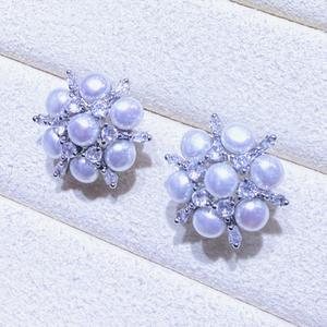Boucles d'oreilles flocon de neige multi-perles exquises du fabricant Zhuji, bijoux en perles d'eau douce et cristal, vente en gros, boucles d'oreilles originales - Product Image 2