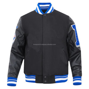 Oem Haute Qualité Écusson Brodé Hommes Collège Personnalisé Blouson de Baseball Blouson Varsity Letterman à Manches en Cuir - Product Image 2