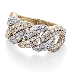 Anillo de Cadena Cubana para Hombre, Oro Sólido de 10K con Incrustaciones de Diamantes de Laboratorio Redondos, Joyería Hip Hop para Hombre - Product Image 2