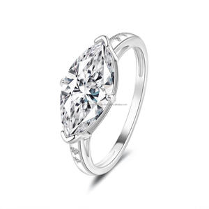 Bague de fiançailles tendance en diamant de laboratoire taille marquise, en argent sterling 925, avec pierre centrale classique, bijoux de mariage - Product Image 1