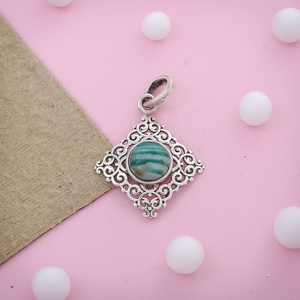 Natural Agate Gemstone Pendant 925 Sterling Silver Gold Bezel Setting Trendy Handmade Tiny Charm Jewelry Necklace Manufacturer - Product Image 1
