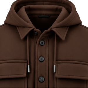 Camisa Chaqueta para Hombre en Color Marrón Oscuro con Cierre de Botones, Bolsillos en el Pecho, Puños Ajustables, Estilo Casual para Exteriores, Ropa de Calle para Invierno - Product Image 3
