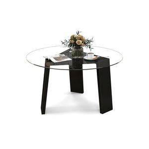 Piccolo tavolino da caffè con gambe in legno massello di gomma in vetro Top Design contemporaneo - Product Image 1
