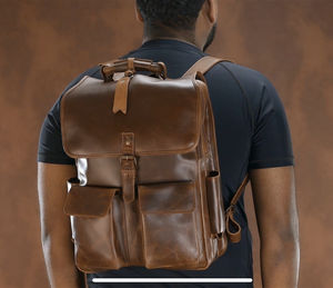 Sac à dos en cuir véritable pour voyage et usage quotidien, sac à dos en cuir pour homme et femme, style décontracté, sac à dos en cuir de qualité supérieure - Product Image 4