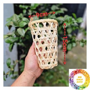 Panier porte-gobelets en bambou fait main avec tressage ajouré pour gobelets à emporter (café, thé, jus) – Vente en gros et en vrac - Product Image 3