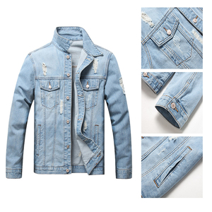 Men's motorcycle jeans <b>jackets</b> stand collar zipper pockets zipper placket <b>slim</b> <b>fit</b> denim <b>jacket</b> coat mens - Product Image 1