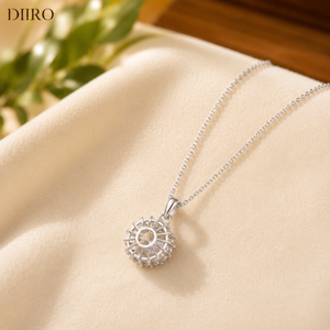 Luxury Moissanite Baguette Halo <b>Pendant</b> <b>Necklace</b> for Women 925 Sterling Silver with Round Brilliant Cut Diamond Trendy Design - Product Image 5