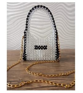 Women's White Pearl Beaded Dot Pattern Clutch <b>Handle</b> Bag Cover Closure Elegant Evening <b>Handbag</b> for Wedding Parties Summer Toes - Product Image 6