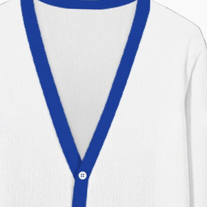 Cardigan blanc tricoté ZPB, pull d'uniforme scolaire ou universitaire, brodé, hiver, couleurs et tailles personnalisées, laine acrylique, vente en gros - Product Image 4