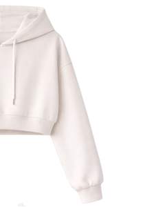Custom Women White Crop Hoodie Shorts Set Minimal Butterfly Print Casual Two Piece Outfit Cotton Fleece Lounge Wear Wholesale - Product Image 2