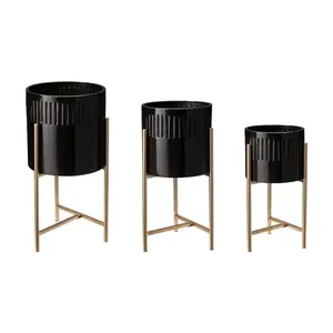 Pot de fleurs en métal exquis avec un support élégant, conçu pour compléter les meubles haut de gamme tout en mettant en valeur des plantes exotiques. - Product Image 2