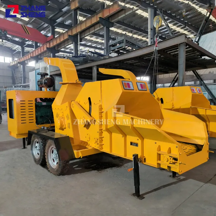 CE approved hydraulic mobile agricultural shredder machine wood profile grinder trailer mounted shredder