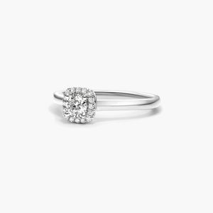 14K White Gold <b>Cushion</b> Halo Lab Grown Diamond Engagement <b>Ring</b> - Product Image 4