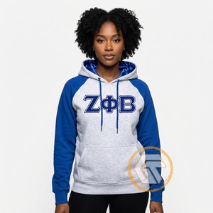 GREEK TREASURES สินค้ามาใหม่ เสื้อฮู้ดผู้หญิง Zeta Phi Beta ผ้าฝ้าย 100% ระบายอากาศได้ดี สวมใส่สบาย พร้อมปักโลโก้ตามสั่ง เสื้อผ้าลำลองสำหรับชมรมนักศึกษา - Product Image 2