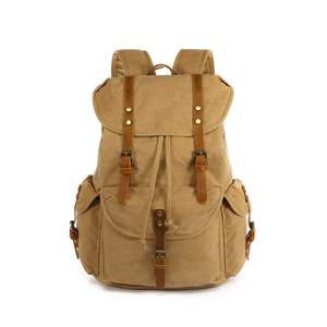 Mochila Vintage de Lona con Correa de Cuero, Mochila de Viaje de Gran Capacidad, Mochila de Senderismo para Hombres y Mujeres - Product Image 2