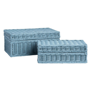 Juego de Cajas de Almacenamiento Decorativas Rectangulares de Mimbre Azul Versátiles, Organizador de Almacenamiento de Mimbre Hecho a Mano para la Organización del Hogar - Product Image 5