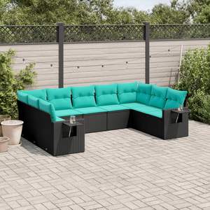 Conjunto de Sofás Plegables Grandes para Patio, Jardín, en Ratán Sintético Negro - Product Image 1