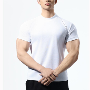 T-shirt de fitness 65% coton 35% polyester, séchage rapide, vêtements de sport à manches courtes, vêtements d'entraînement pour hommes, t-shirt de course, t-shirt de sport musculaire - Product Image 4