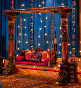 Indian <b>Wedding</b> Sangeet Night Traditional Style Mehndi Stage Decoration Set Customized Color Durable Multi Color UK - Product Image 6