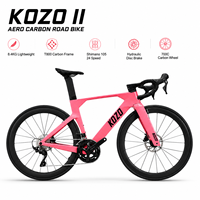 Vélo de route en carbone KOZO II T800, Shimano 105 2x12, pneus Goodyear 700x28C, freins à disque hydrauliques, roues tubeless H50, course