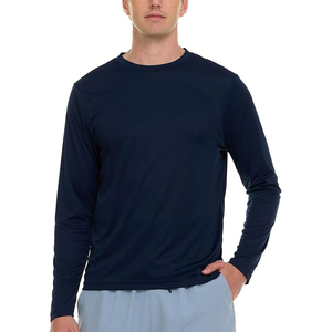 Classic <b>Men</b> Solid Navy Blue Rash Guard UPF 50 Long Sleeve Quick Dry Swim Shirt Active Performance <b>Top</b> - Product Image 1