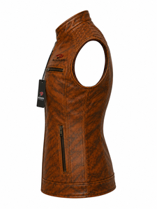 Chaleco de cuero lavable para mujer con forro suave, costuras duraderas, bolsillos prácticos y un ajuste atemporal para montar a caballo, viajar y uso casual. - Product Image 5