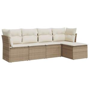 Conjunto de Sofá de Jardín Grande con Patas Ajustables en Ratán Sintético PE Beige - Product Image 2